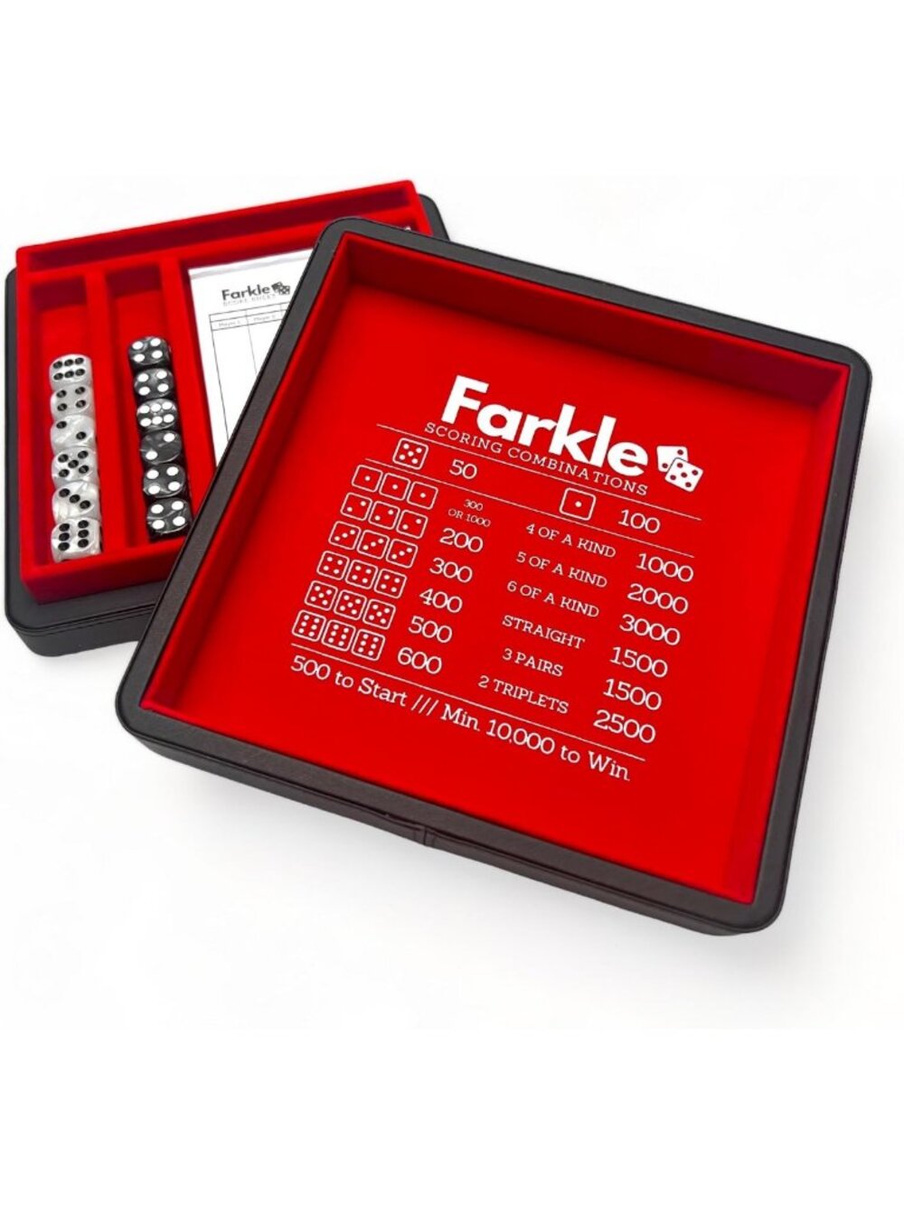 Farkle Dice Tray & Storage Case - Stylish Red & Black Organizer for Games
